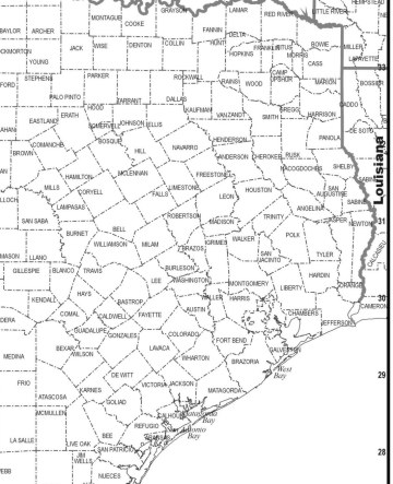 TEXAS MAP COUNTY OUTLINE download to your computer